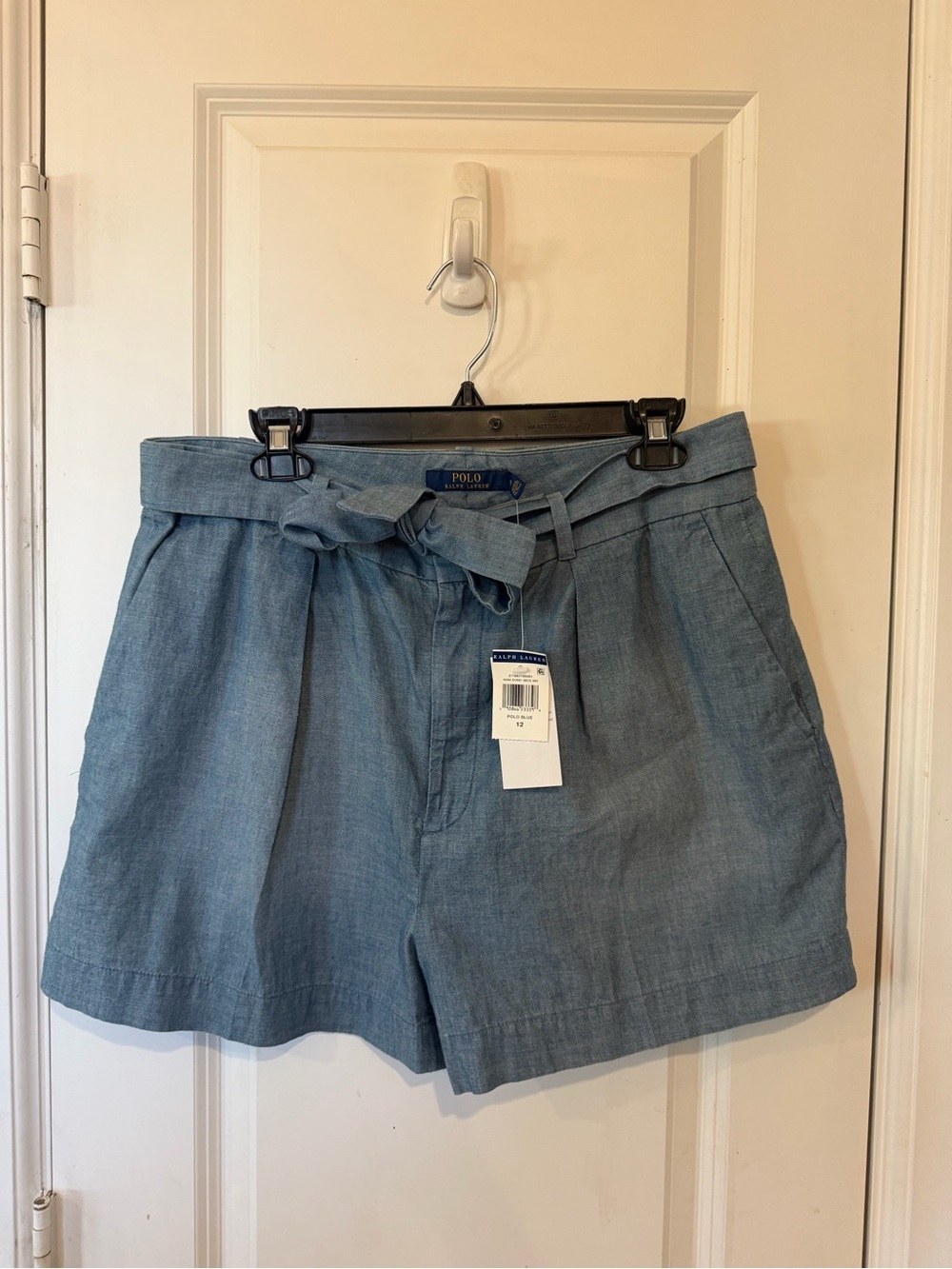 Ralph Lauren Light Blue Linen-Blend Tie-Waist Bermuda Shorts
